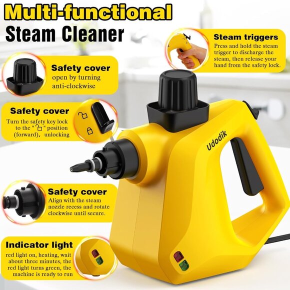 Handheld High Temp Steam Cleaner Portable for Home Grease Grime 10pc Kit - Picture 9 of 9